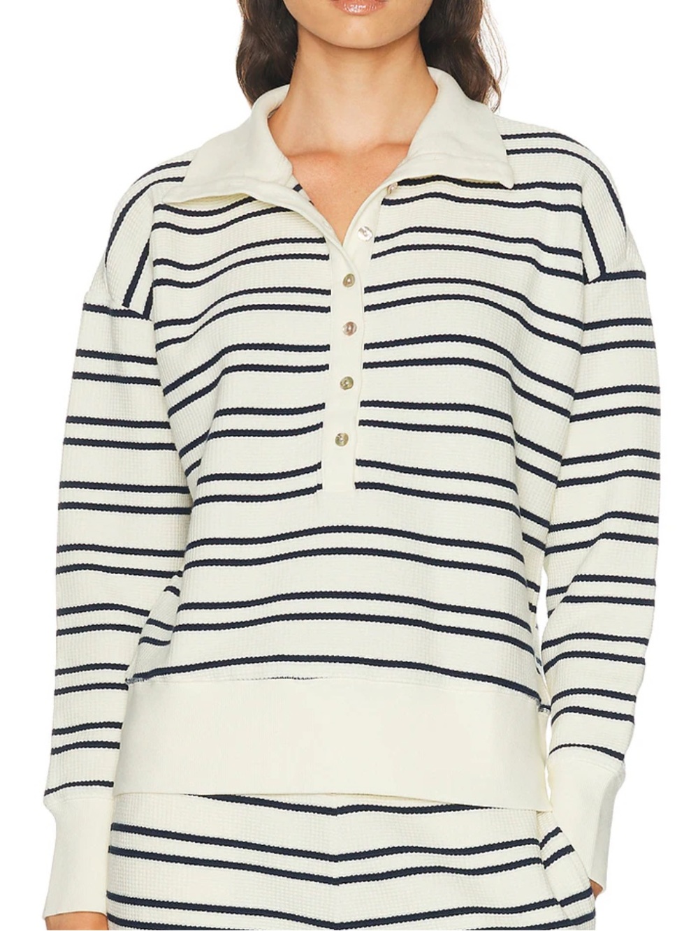 Negative waffle knit pull over